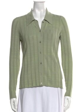 L’agence Light Green Ribbed Button-Down light sweater - perfect condition